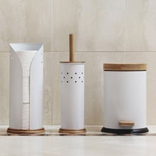 3 Piece Toilet Roll Holder, Brush & Bin Set